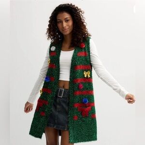 Christmas Festive Green Sweater Vest Size M